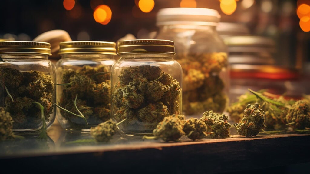 Cannabis in jars